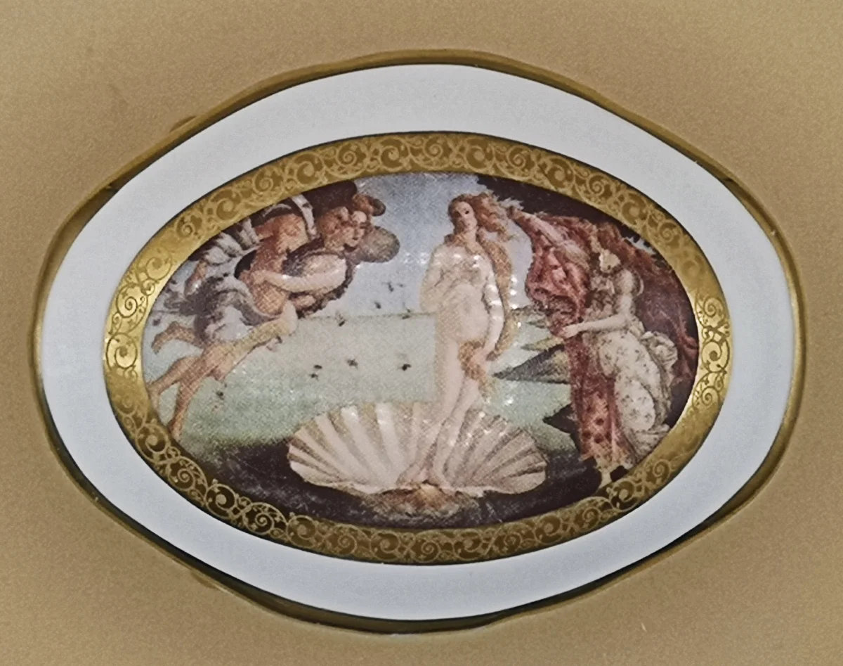 Limoge Porzellan Pillen, Schmuck- oder Süßstoff Döschen - Die Geburt der Venus