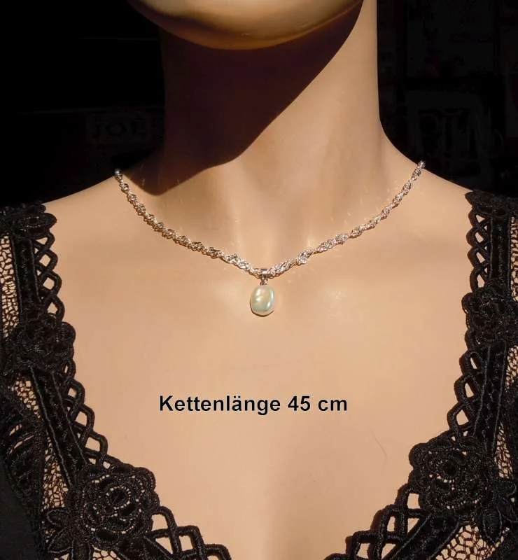 Keshi Perlenanhänger mit 925 Silber Singapur-Kette – Naturweiß AAAA, Handarbeit