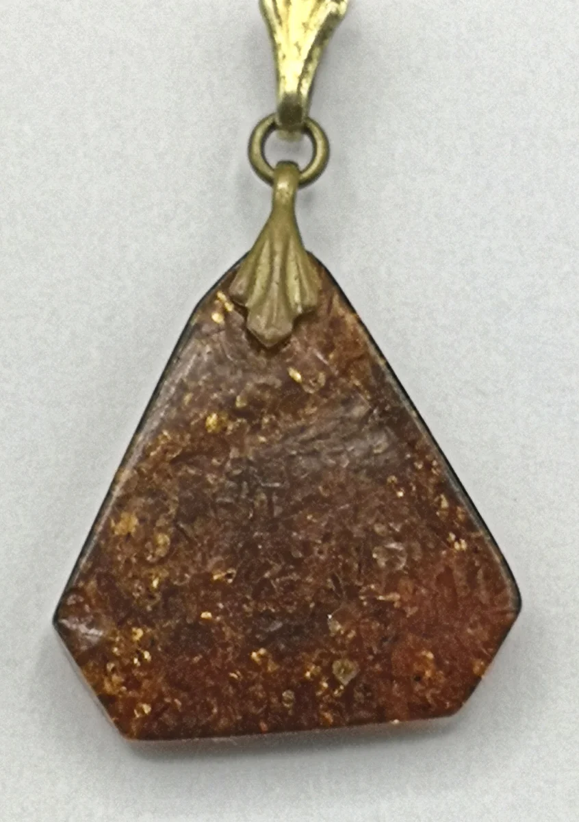 Baltischer ART DECO Bernstein Anhänger mit Kette Gold (3)