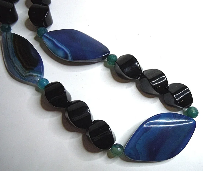 Night Sky - Auffällige Achat Kette / Collier - L55 1