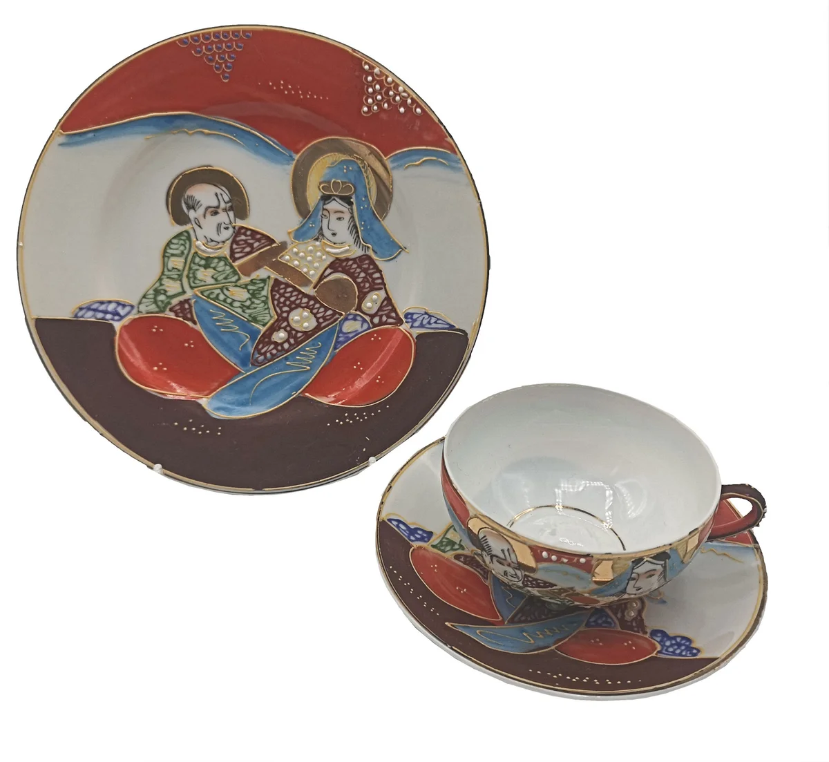 Japan / Nippon Teeservice mit Drachen und Geisha