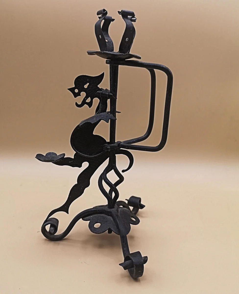 Schmiedeeisen Kerzenleuchter Kerzenständer Drache um 1910