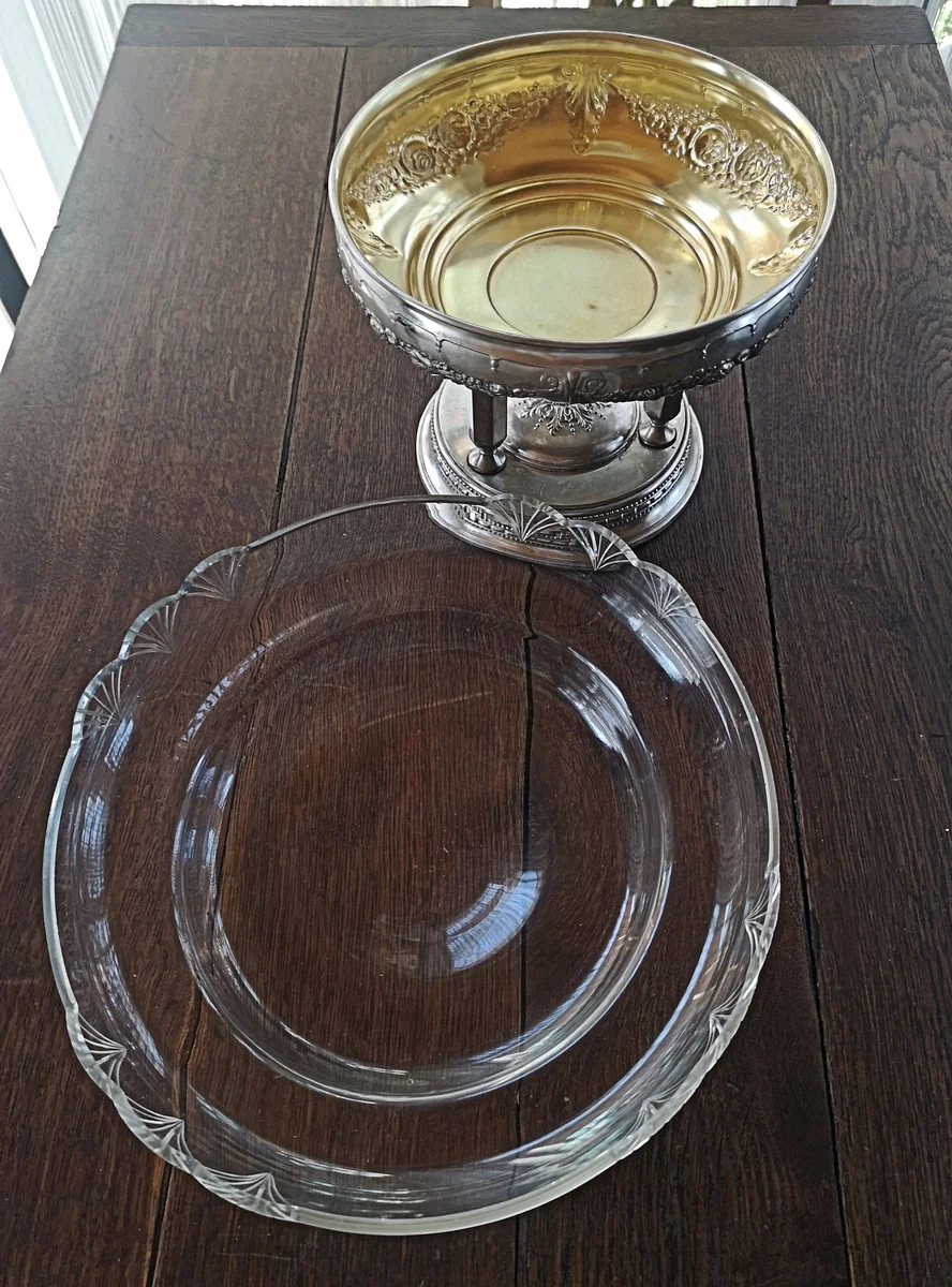 Jugendstil Aufsatzschale mit original Glaseinsatz um 1910