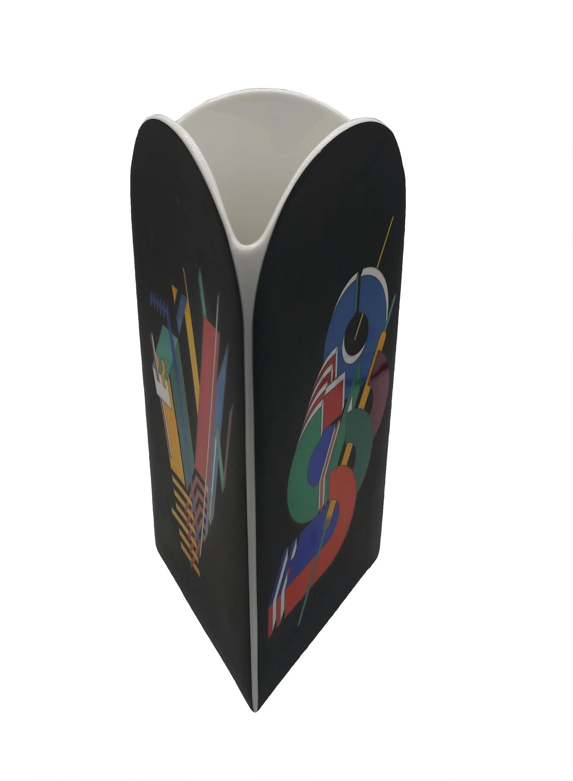 Rosenthal Designervase Marcello Morandini Alphabet – Ikonische Porzellanvase der 80er Jahre 23 cm - schwarz - Buchstabe V+S 3