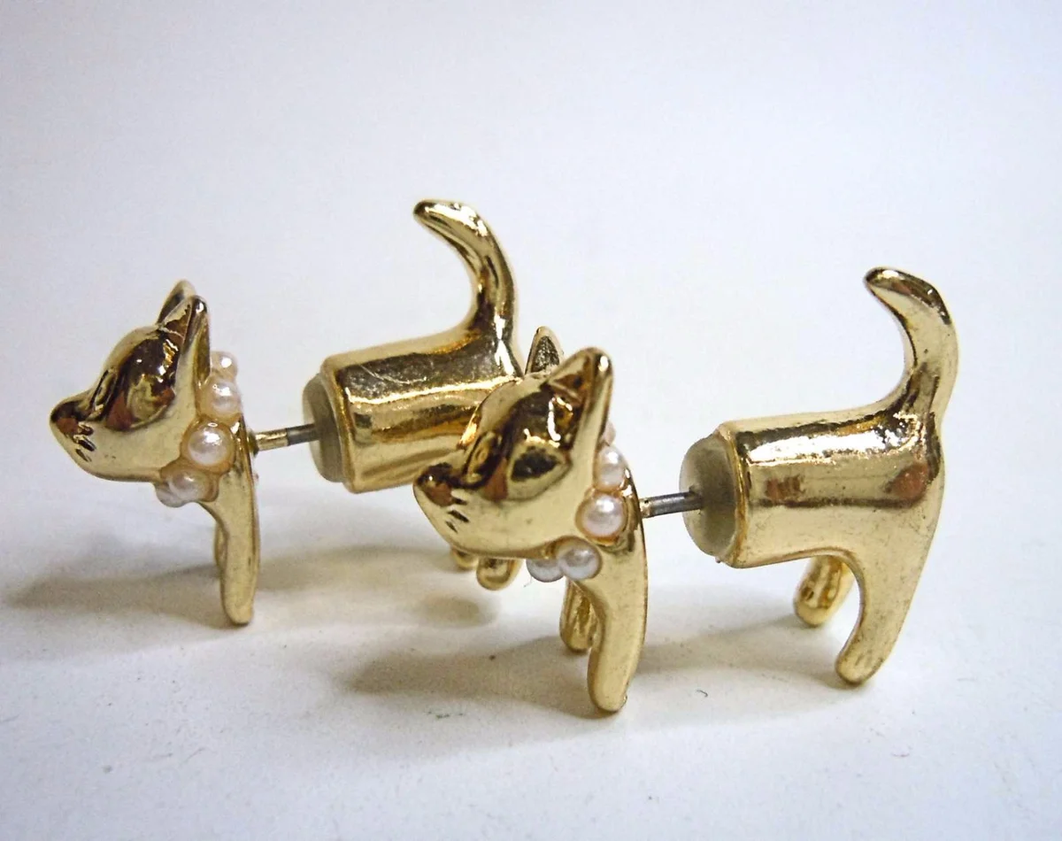 Traumhafte 3-D Katzen Ohrstecker Ohrringe Ohrschmuck Trend 2017 silber