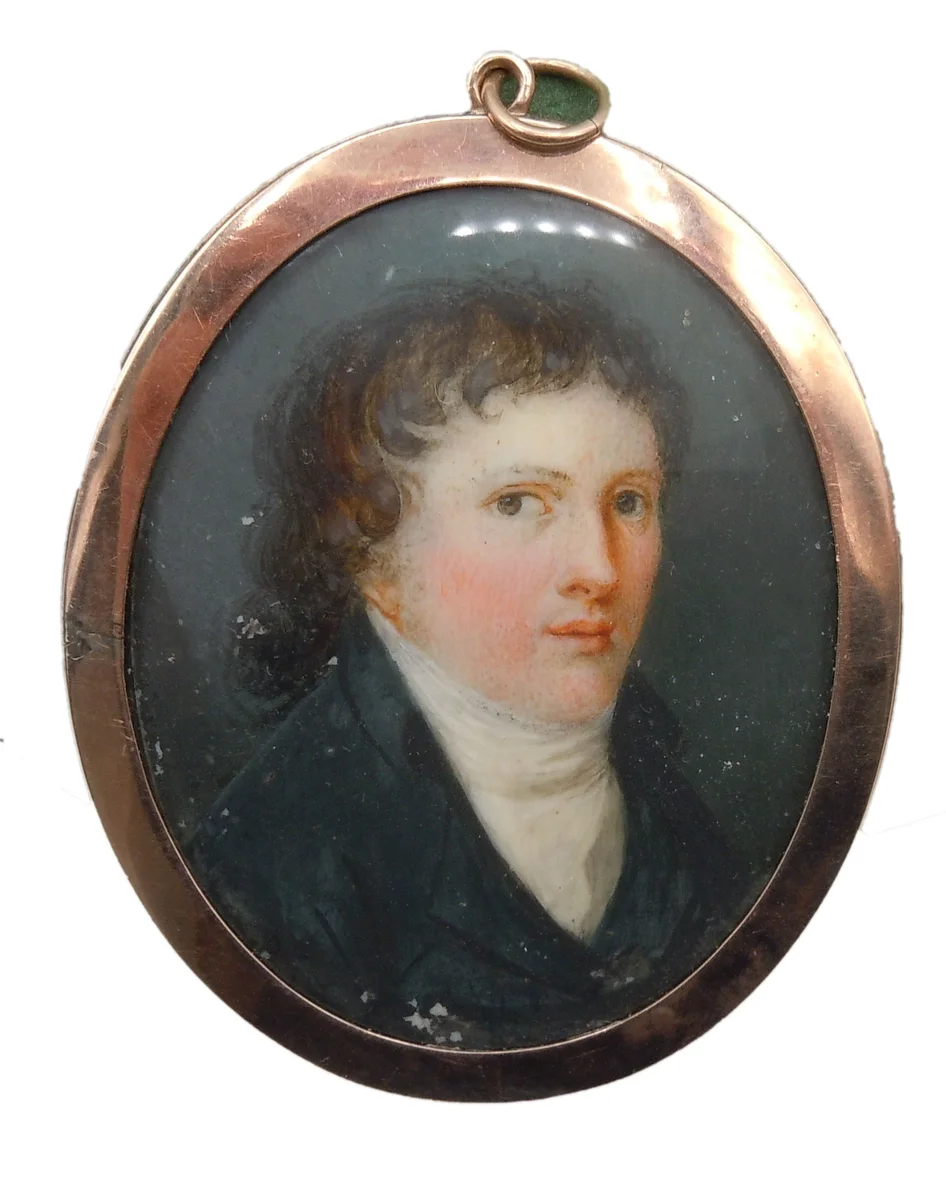 Doppel Gemälde Miniatur mit Rotgold Montur ca 1789