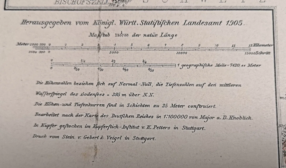 Antike Landkarte Faltkarte auf Leinen - Ravensburg - 1905