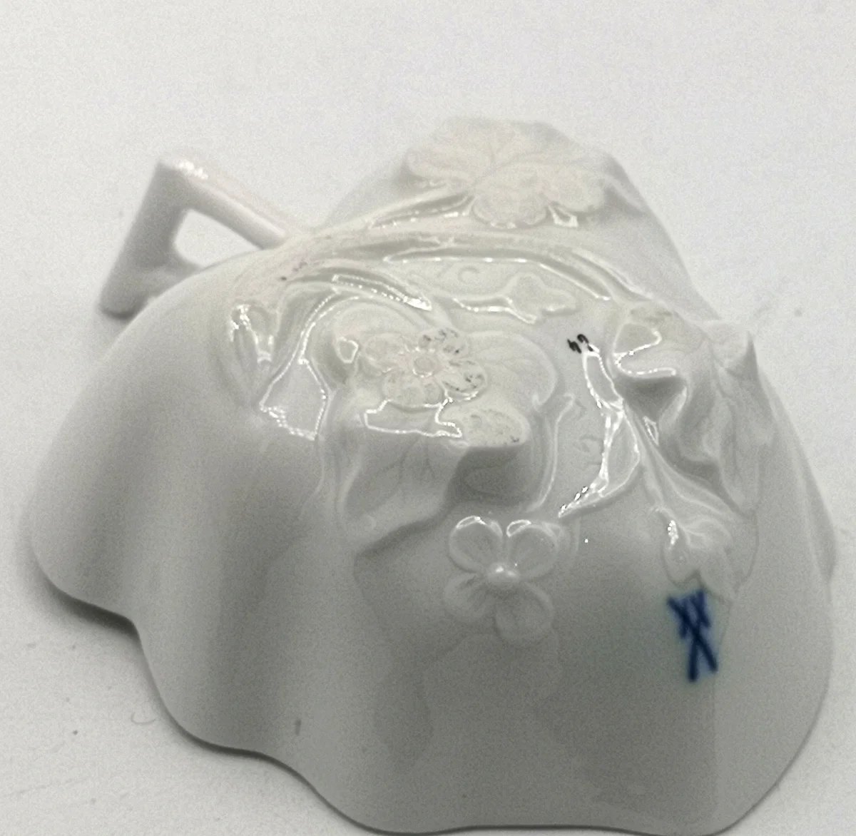 Meissen Salzgefäß Voller grüner Weinkranz mit weißem Rande 1924-34