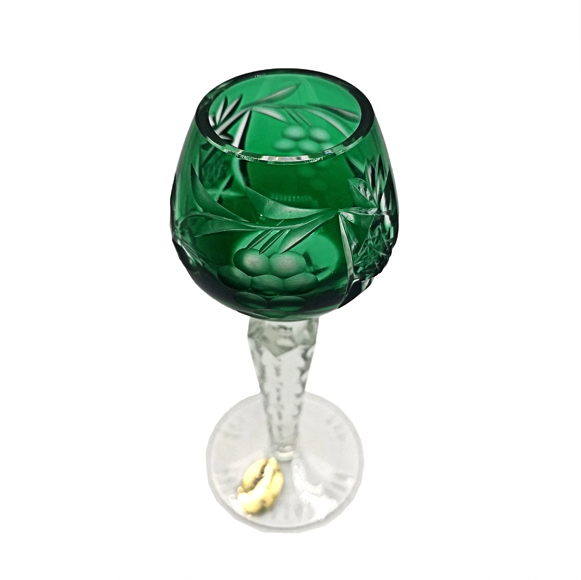 Kristallglas Schnaps Römer aus den 60er  Jahren  handgeschliffen  Grün 1