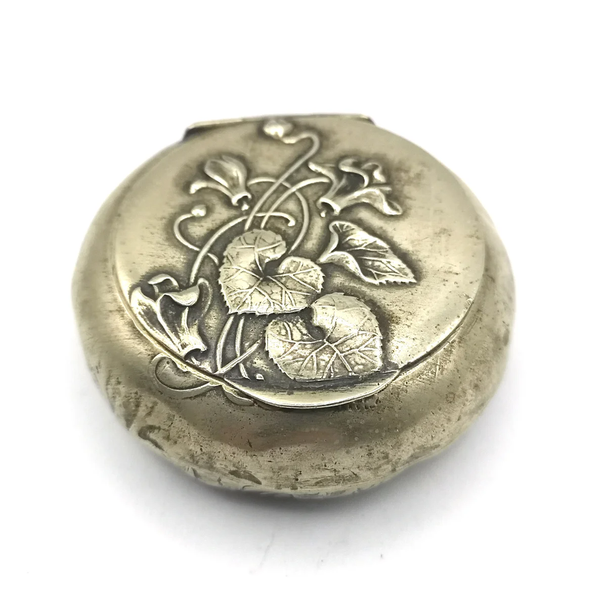 Jugendstil Puderdose / Pillendose Veilchendekor um 1910