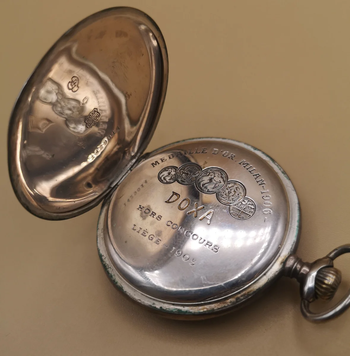 800 Silber Herren Taschenuhr Doxa Cal.19 ca.1920-1925