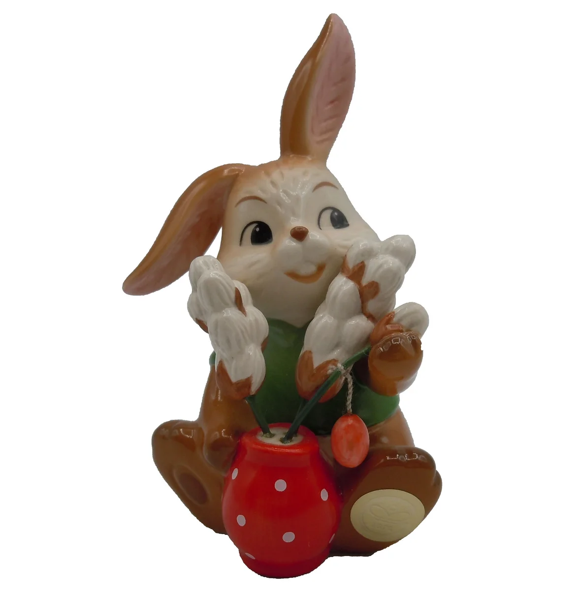 🐰 Goebel Hase mit Weidenkätzchen in Vase – 10 cm Blumenhase aus Keramik
