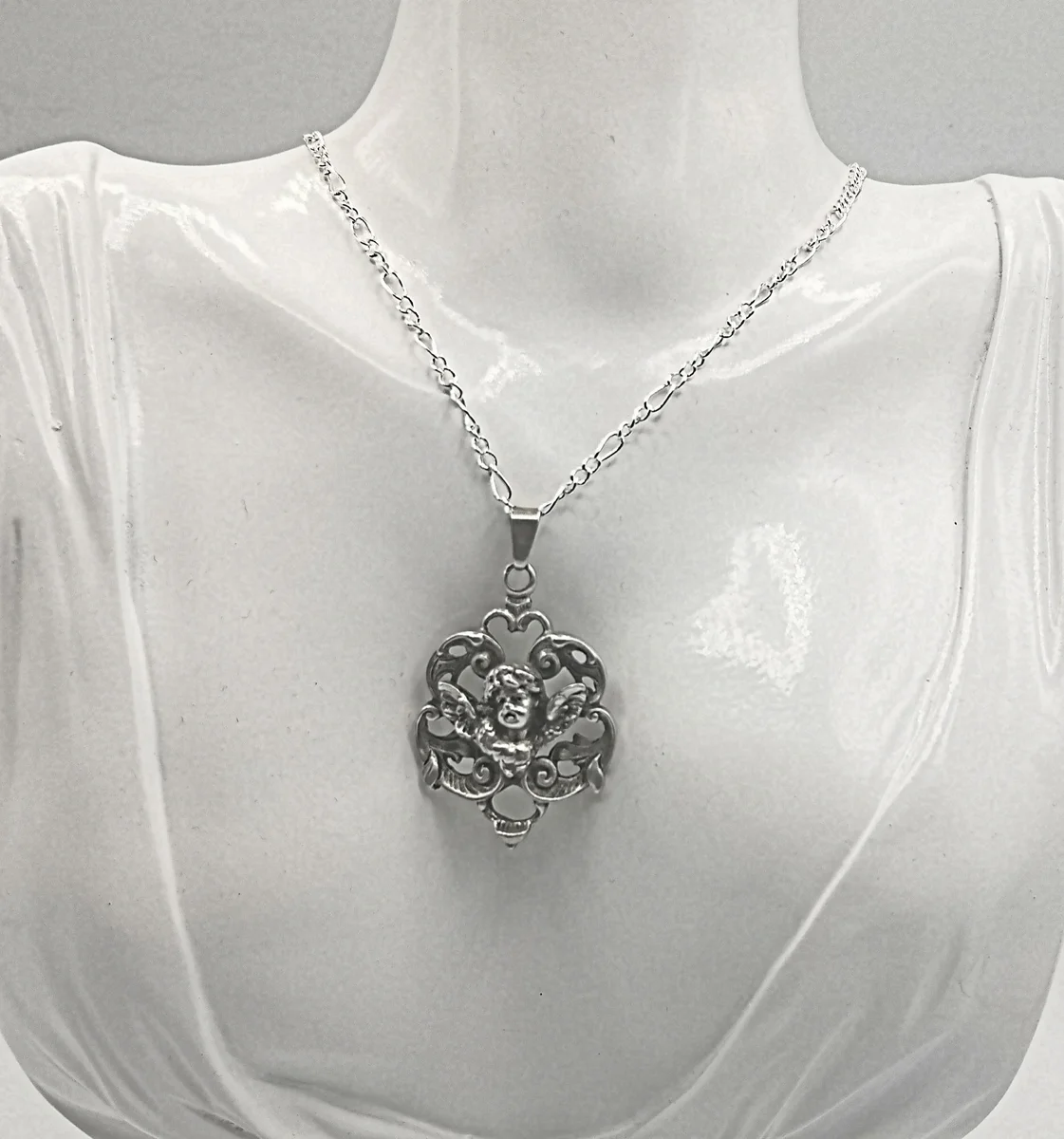 800 Silber Putto Engel Anhänger - Historismus um 1880