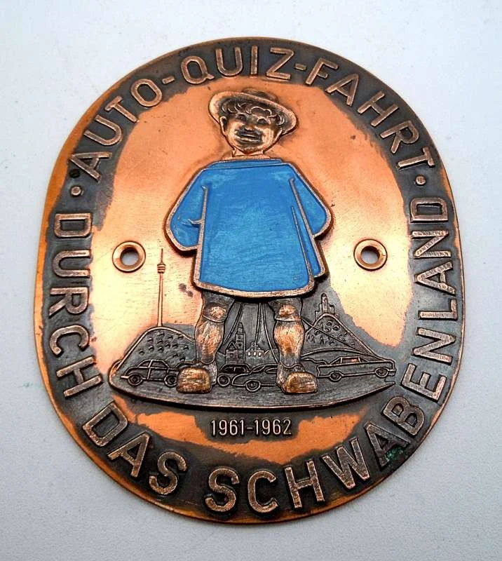 Original Autoquizfahrt durch das Schwabenland Plakette von 1962