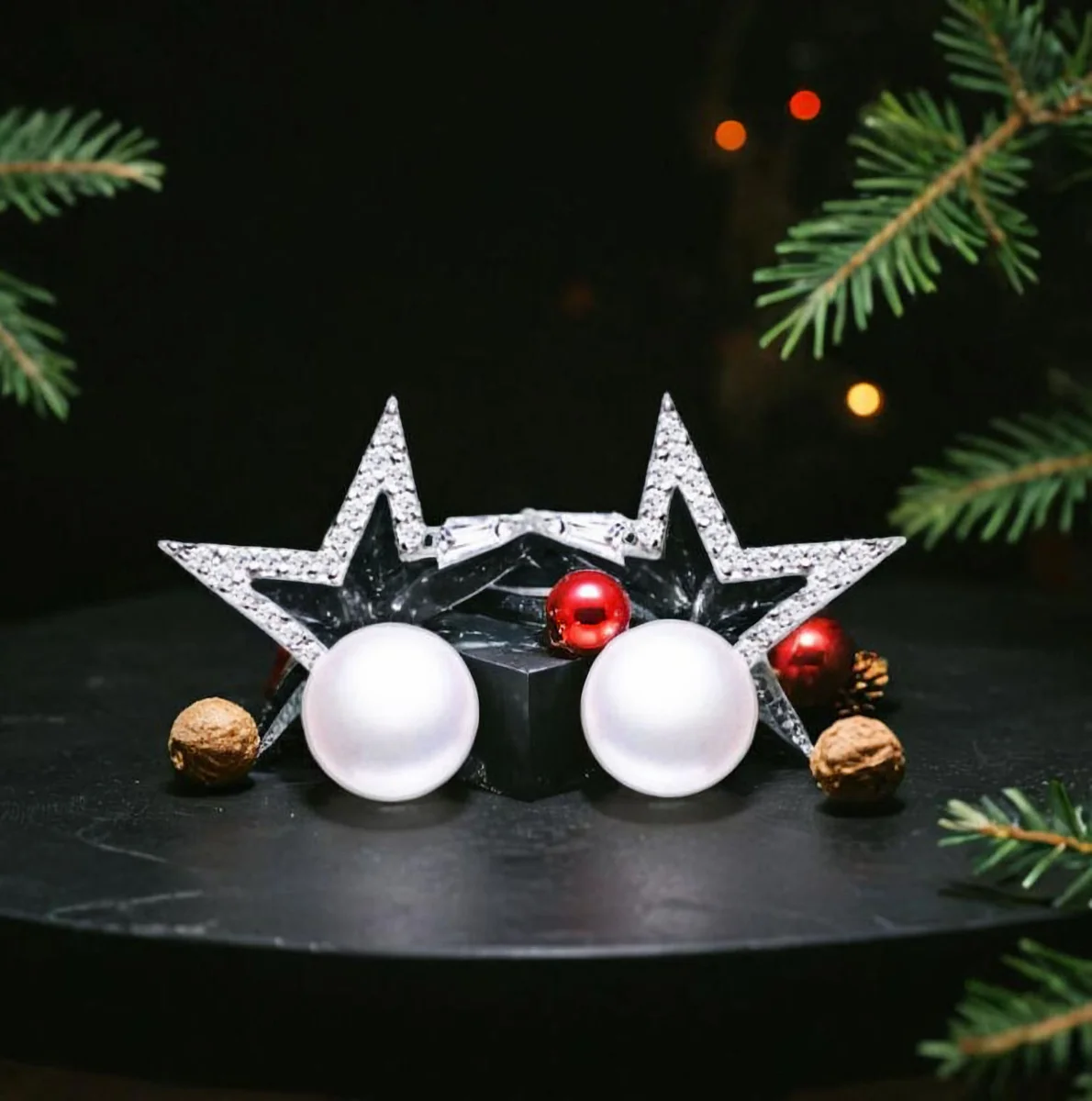 925 Sterling Silber Ohrstecker „White Star“ mit Zuchtperlen und Zirkonia