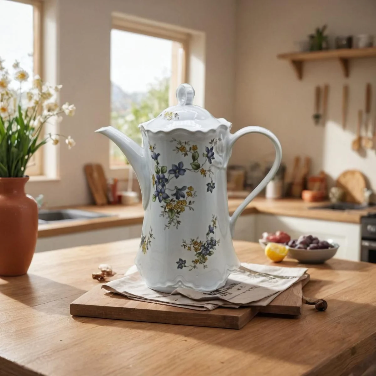 Hutschenreuther Kaffee Kanne - Form Racine - Dekor Clematis Violetta