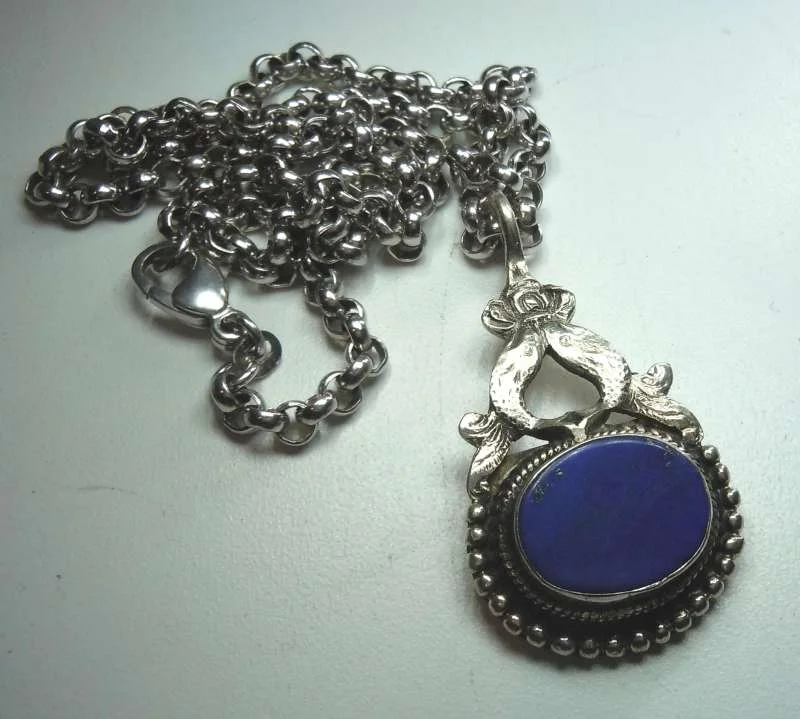 925 Silber Kette Sternzeichen Fische mit Lapislazuli – Edles Geburts- & Glücksamulett