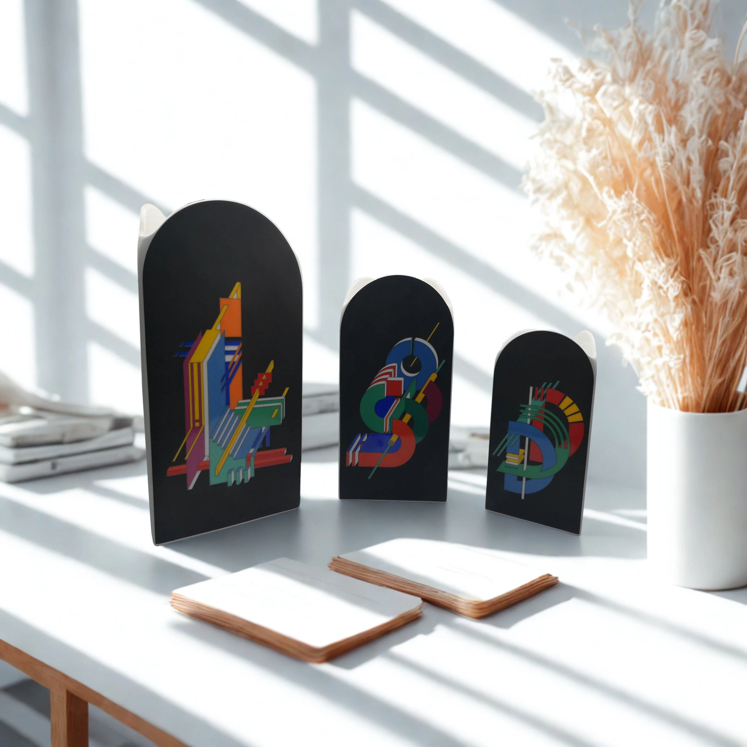Rosenthal Designervase Marcello Morandini Alphabet – Ikonische Porzellanvase der 80er Jahre 28 cm - schwarz - Buchstabe R+S 1