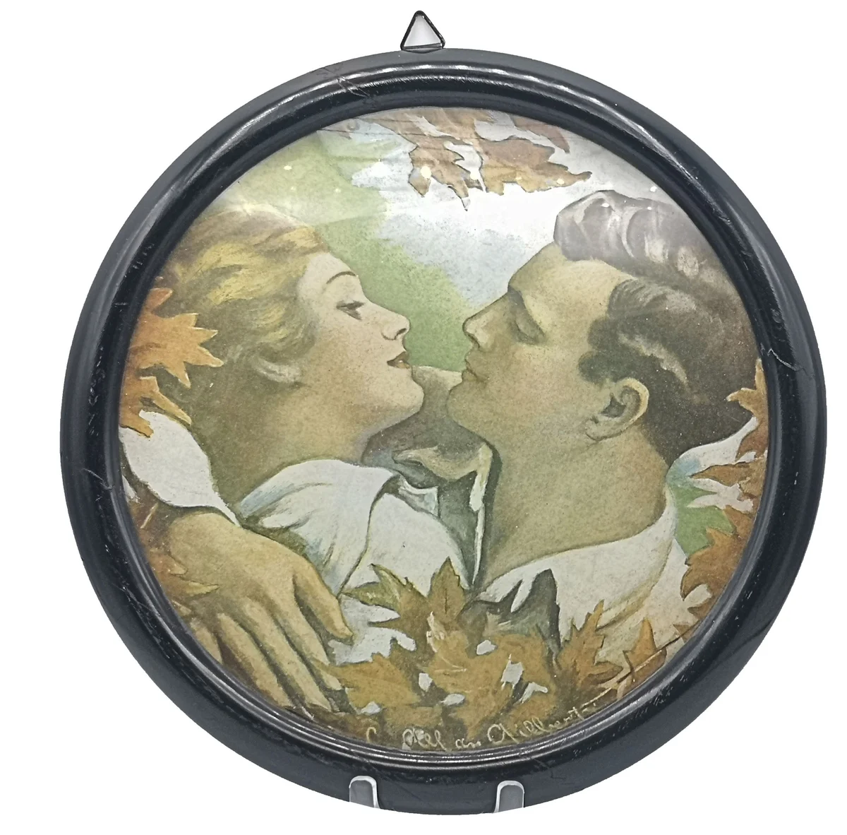 Romantischer Kunstdruck „Liebespaar“ – 1930er Jahre – gerahmt hinter Glas