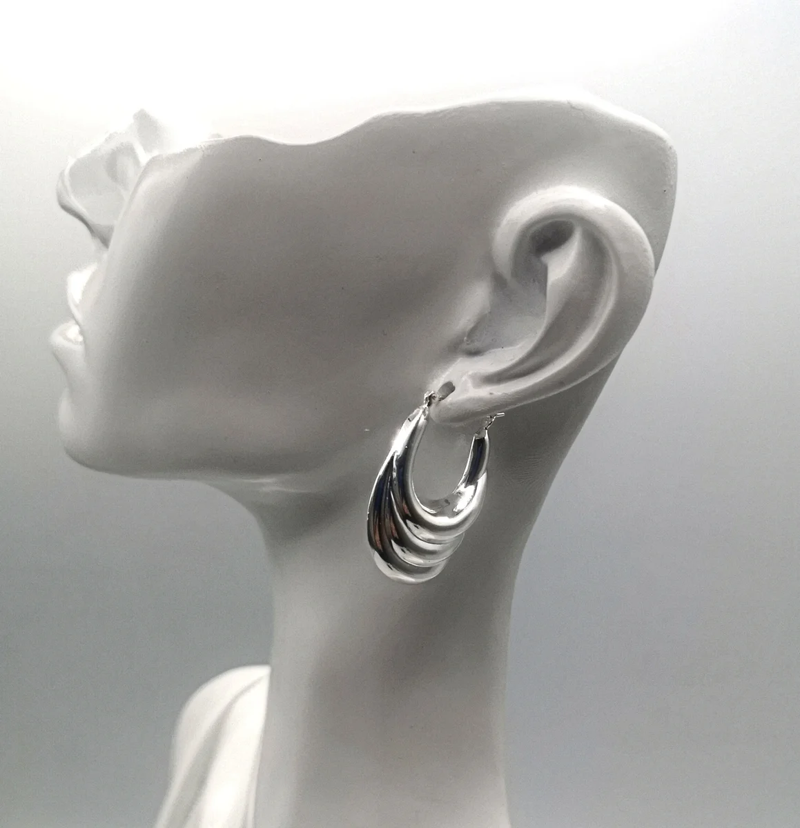 Creolen Ohrringe Croissant Style Silber 925/000