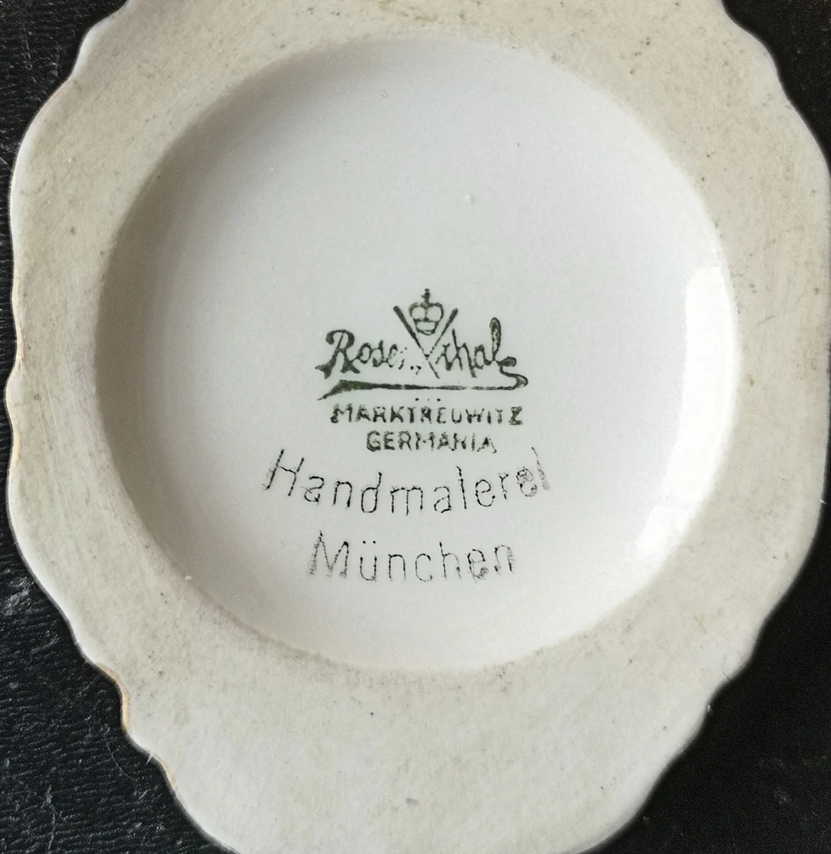 Rosenthal Trachtenanhänger Enzian handgemalt 50er Jahre