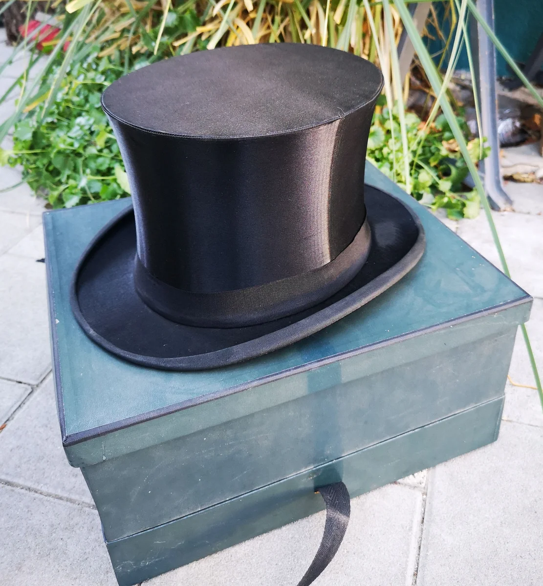 Antiker Seiden Glanz Zylinder um 1920 HG 58,5  Chapeau Claque Klapphut
