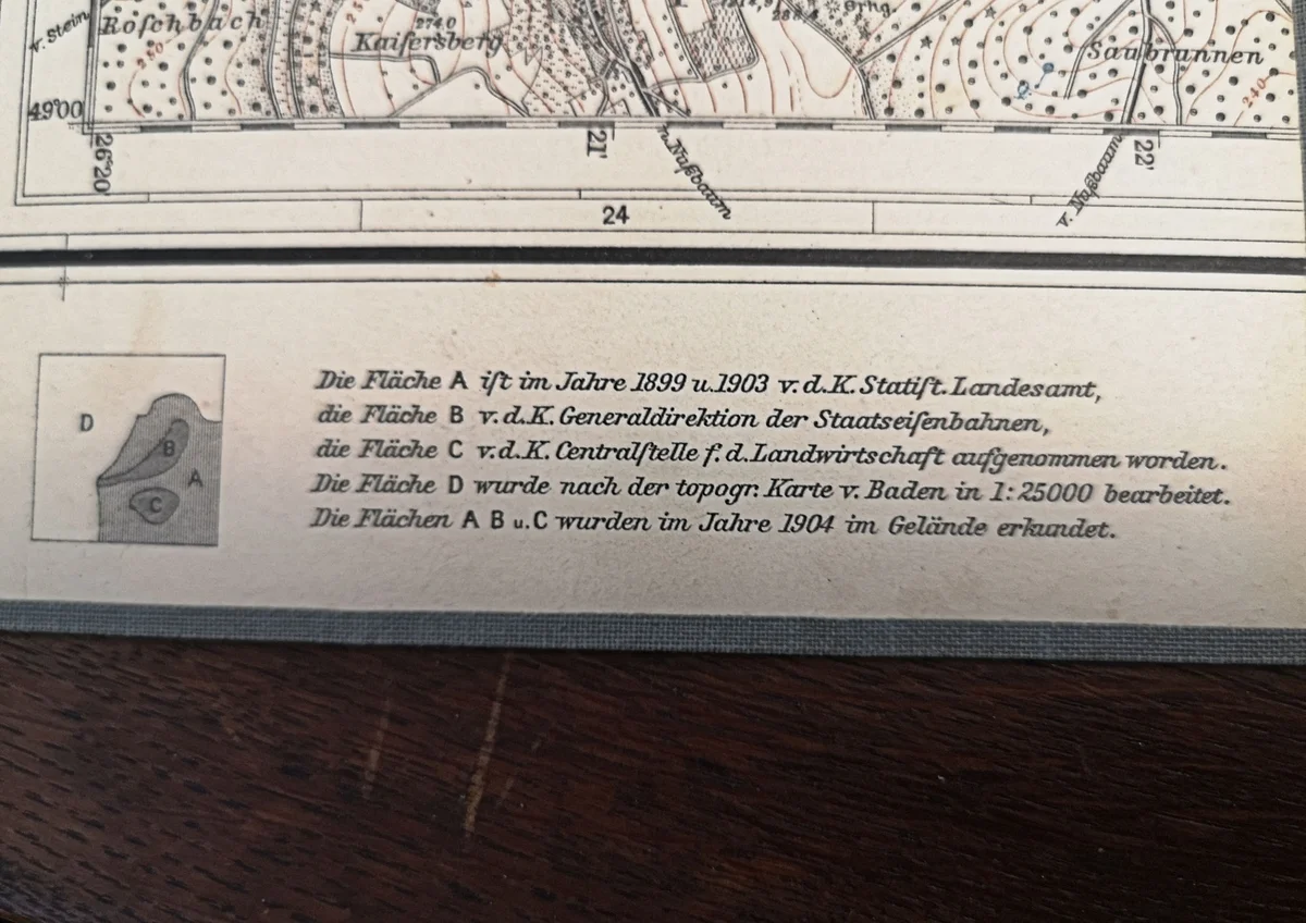 Antike Landkarte Faltkarte auf Leinen - Knittlingen - 1907