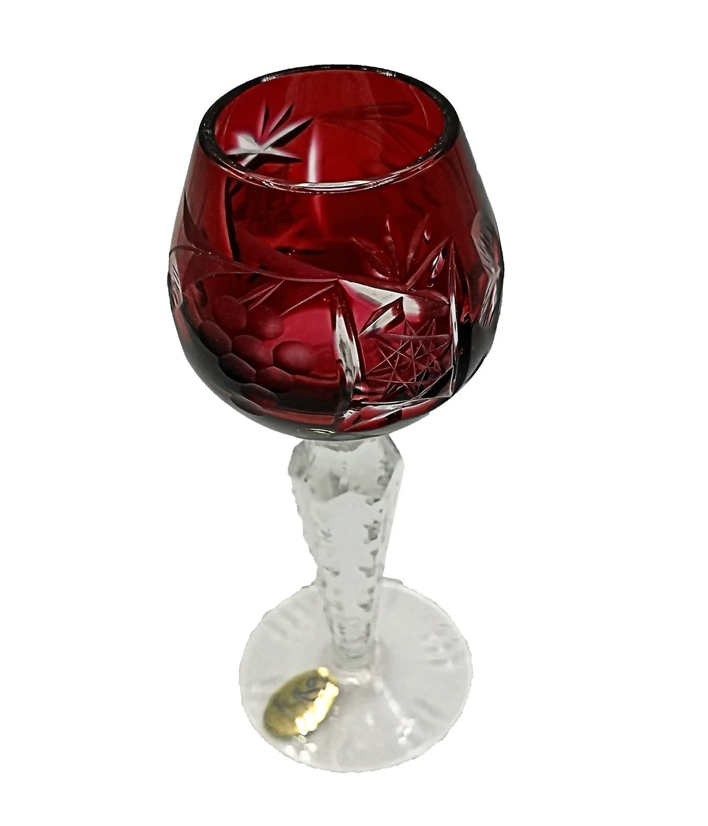 Kristallglas Schnaps Römer aus den 60er  Jahren  handgeschliffen  Rot