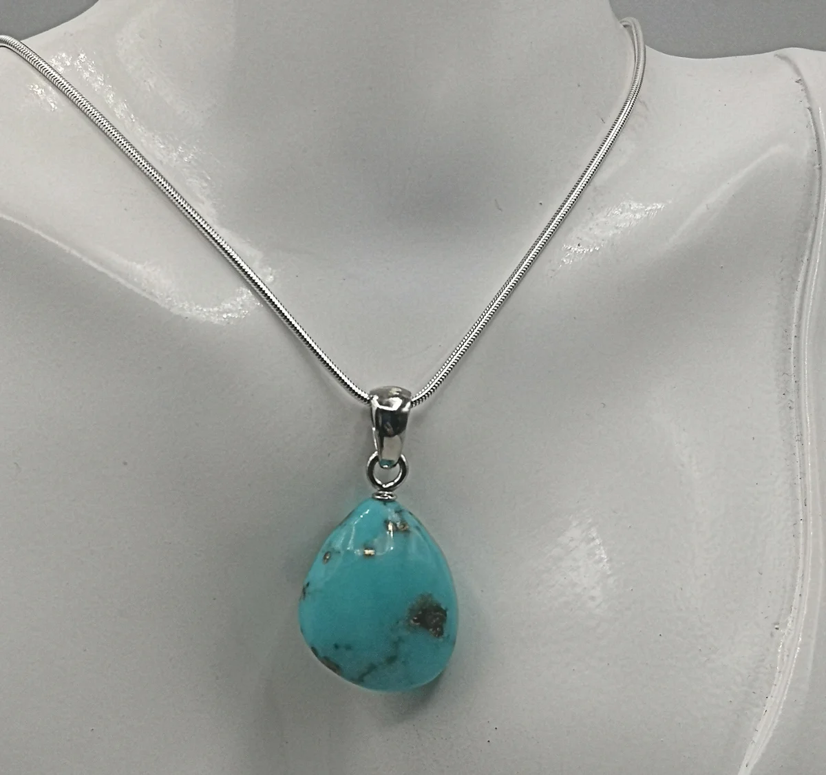 Türkis Anhänger an Schlangenkette 925 Silber