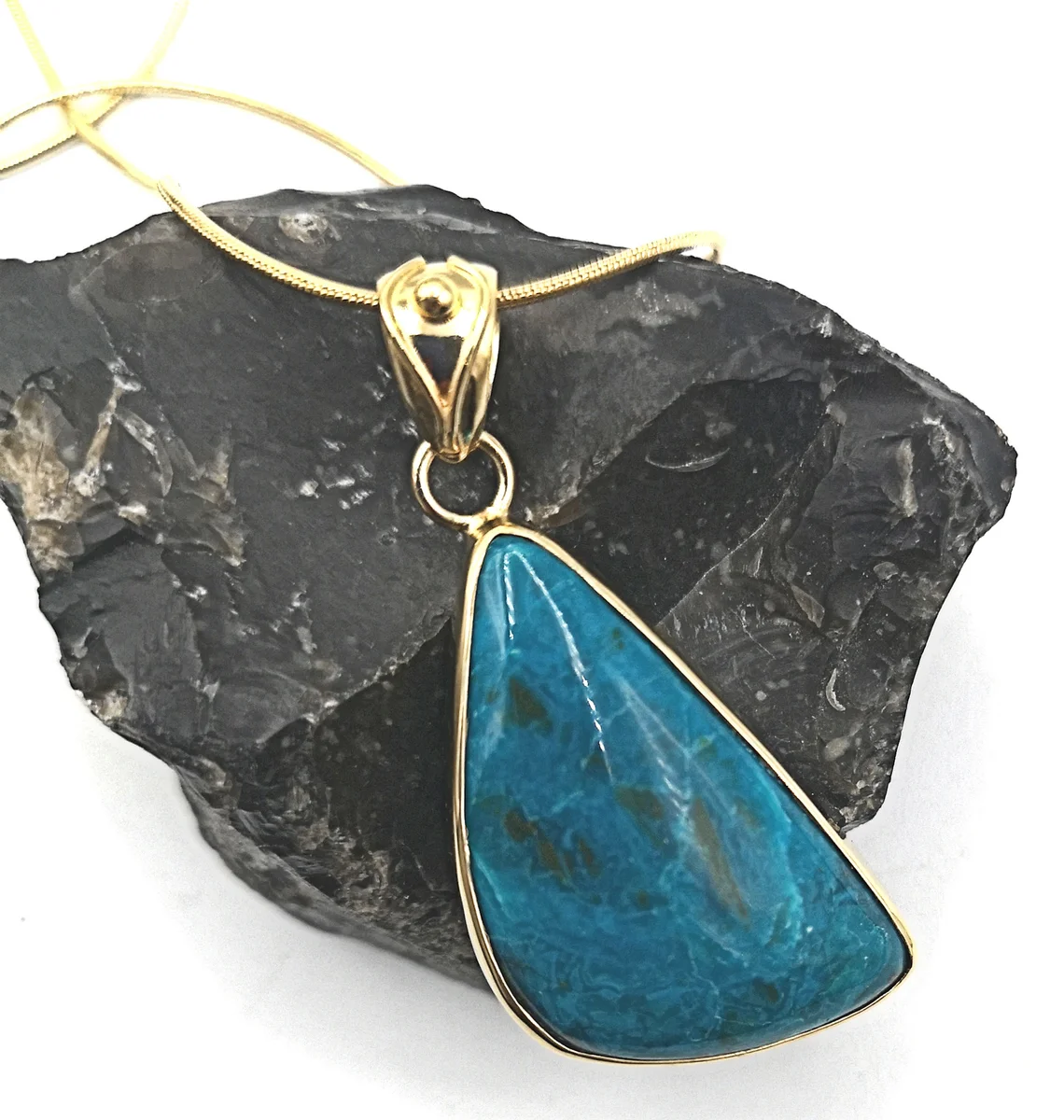 Unglaublicher Atacama Opal gefaßt in Silber vergoldet Collier