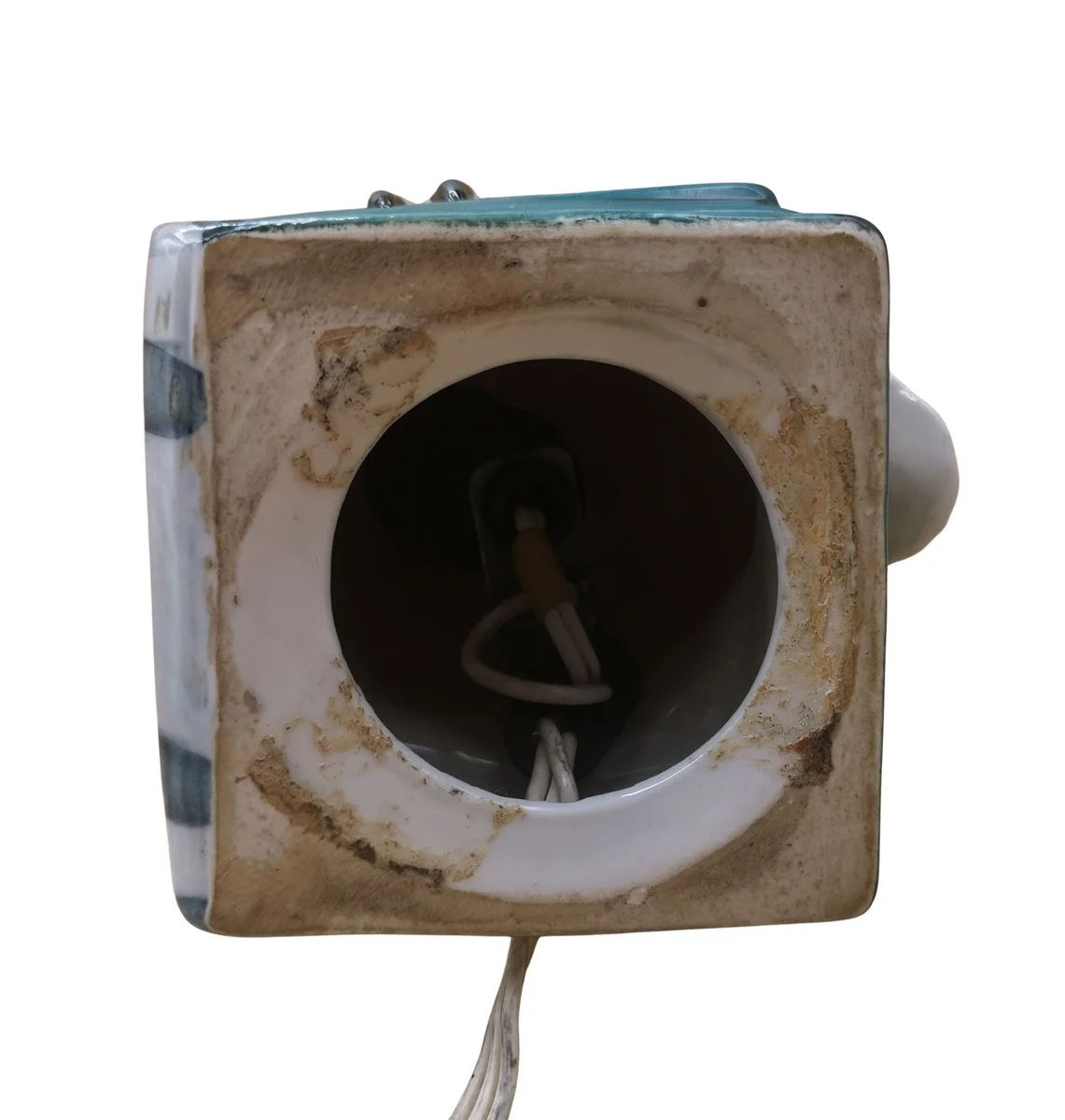 Vintage Rauchverzehrer Eule auf Büchern – Porzellan-Tischlampe um 1960 mit Glasaugen