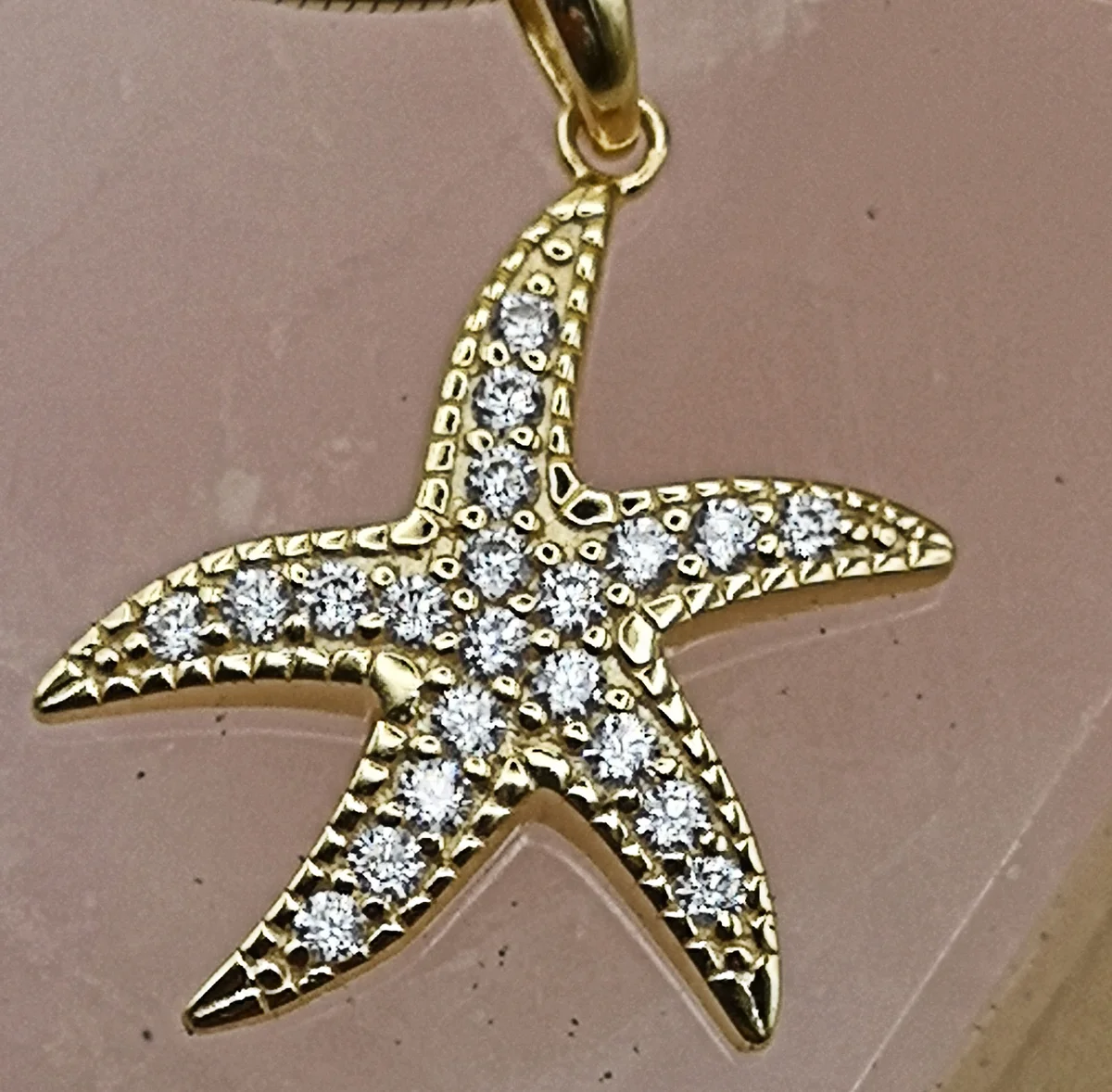 Anhänger Seestern mit 21 Zirkone Silber an Kette 925 Silber vergoldet