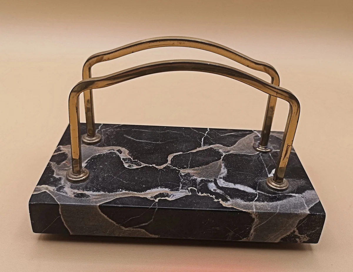 Nero Portoro Schreibtischgarnitur - Tintenfaß - Briefhalter - Löschwiege um 1920