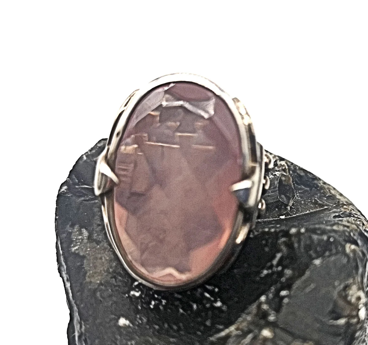 Majestätischer 925 Silber Design Ring mit Rosenquarz RG 51