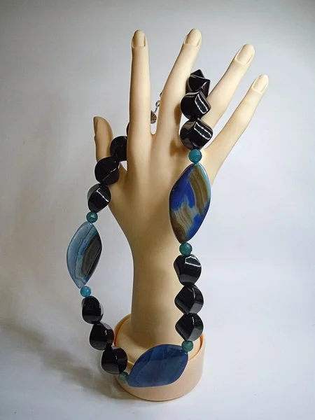 Night Sky - Auffällige Achat Kette / Collier - L55 2