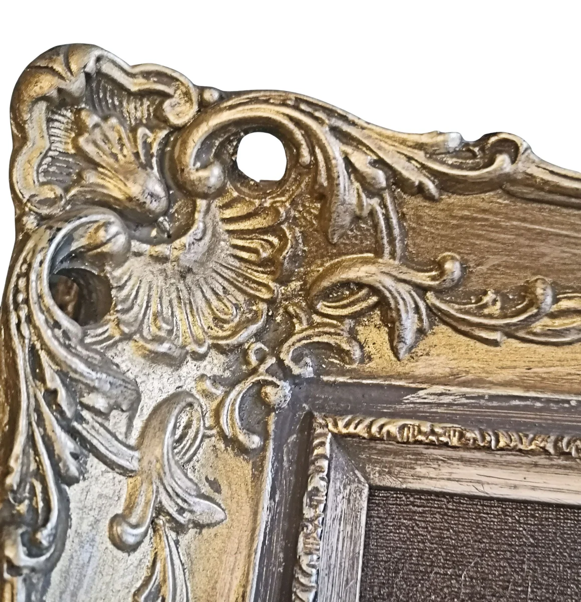Handgearbeiteter Barock Bilderrahmen aus Holz – Goldrahmen 1950er mit Ölgemälde