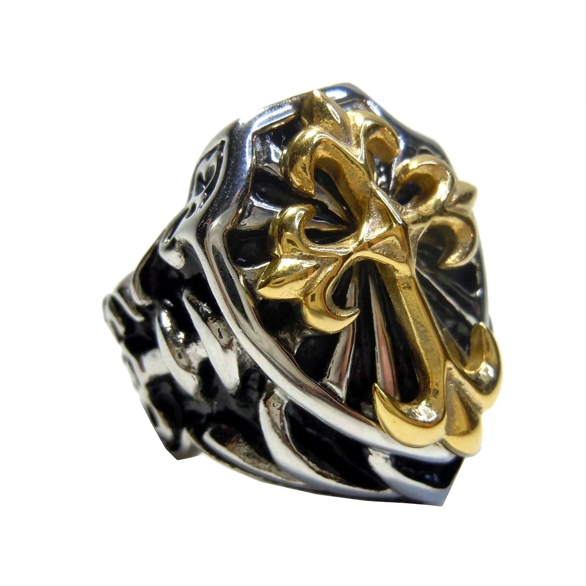 Hammer of Steel - sehr schwerer Ritter Kreuz Ring GOLD Metall RG72