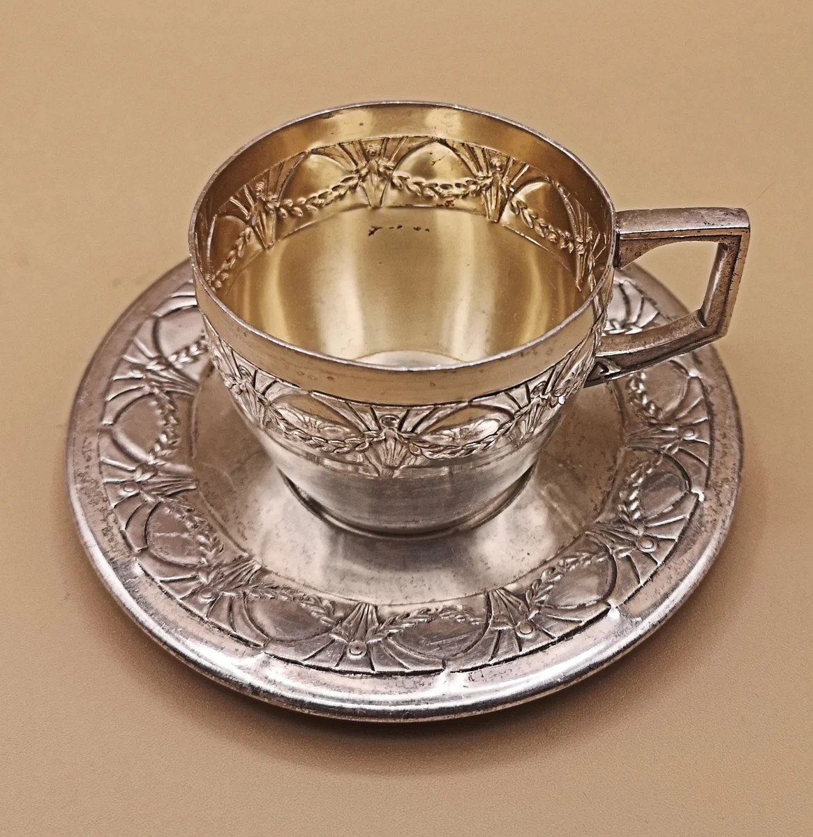 Jugendstil Kaffeetasse versilbert um 1910