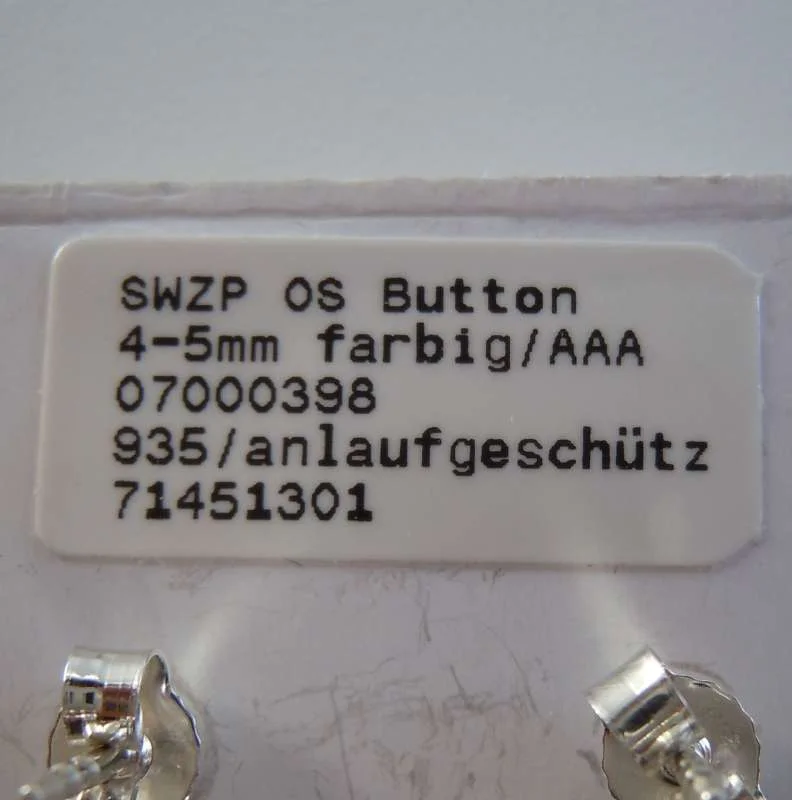 Paar Ohrstecker Süßwasser Zuchtperle 935 Silber  #14/ 4-5 mm / dunkelgrün 1