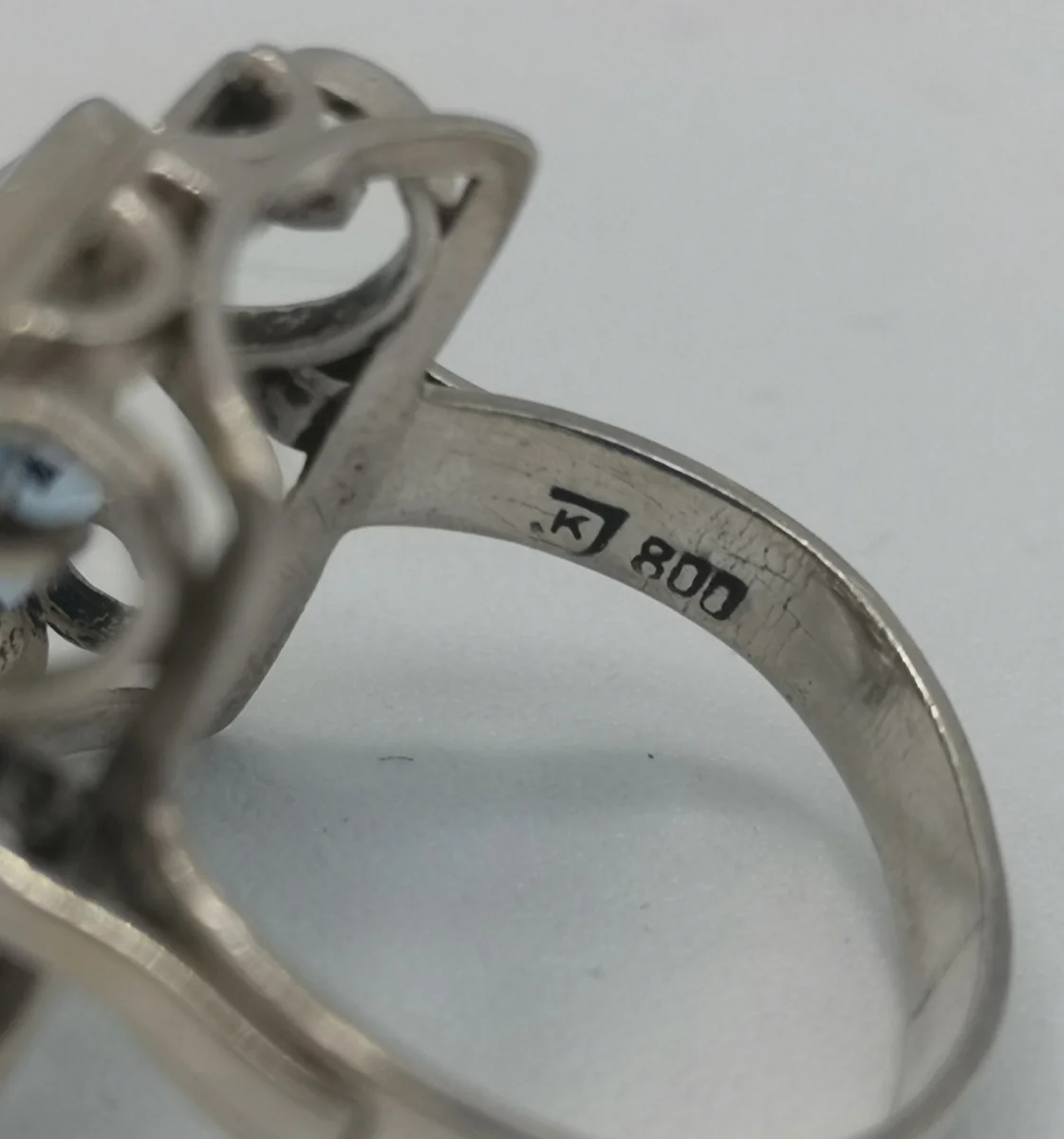 Jugendstil Silberring mit facettiertem Blautopas – Handarbeit von Kollmar & Jourdan, RG57