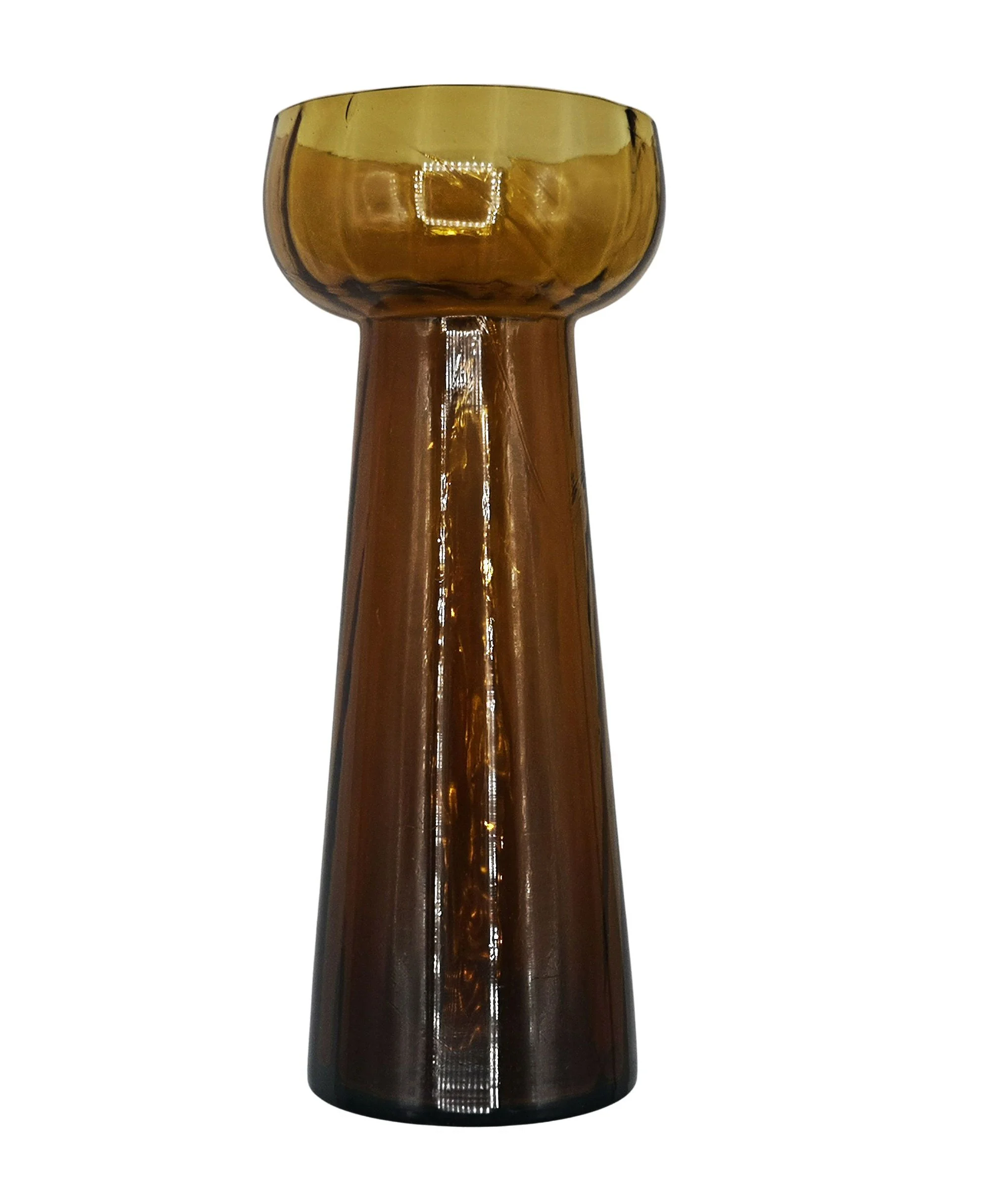 AR DECO mundgeblasene Hyazinth Vase 1900–1920 – 18–20 cm hoch – Antikes Original in klassischer Sanduhr-Form 7 Bernstein (Amber) Höhe 19,5 cm 3