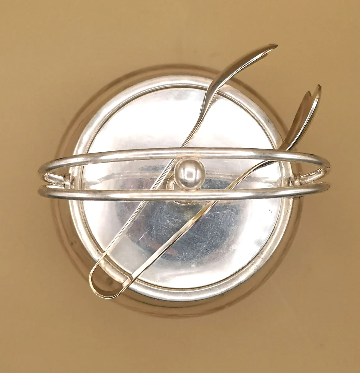 ART DECO Eiswürfelbehälter mit Silbermontur und Eiszange