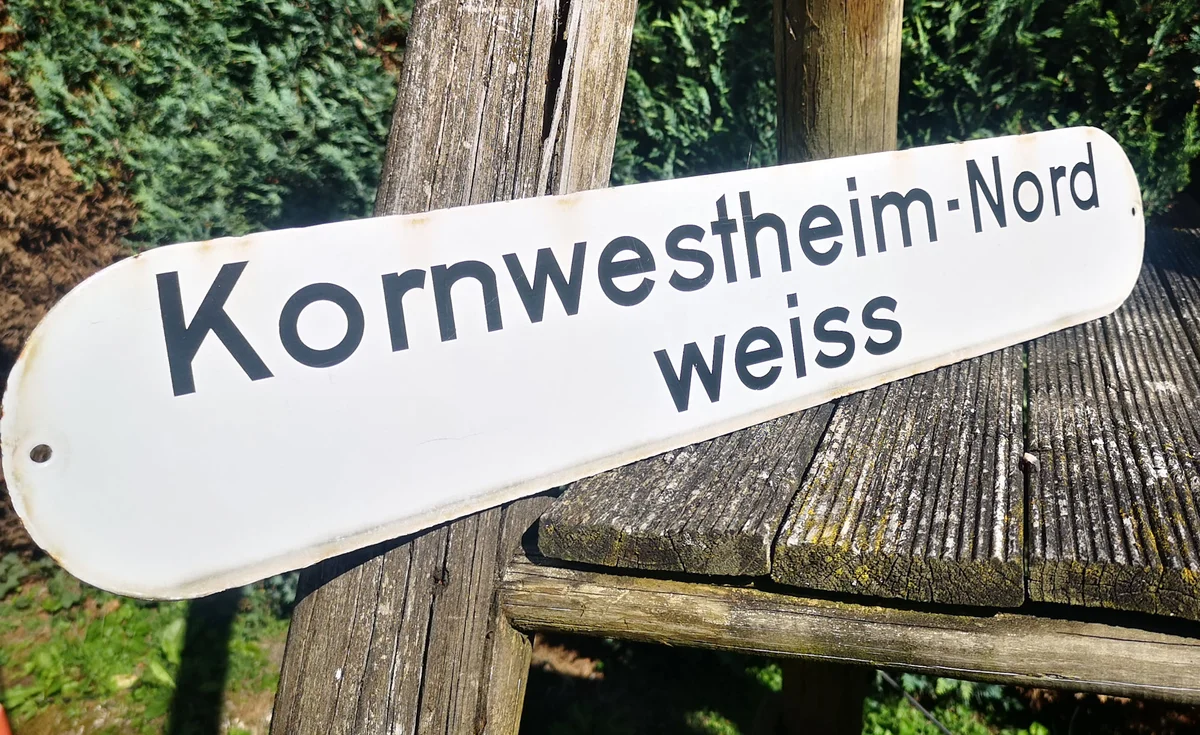 Rarität - emailliertes Bahnhof Schild Kornwestheim Nord