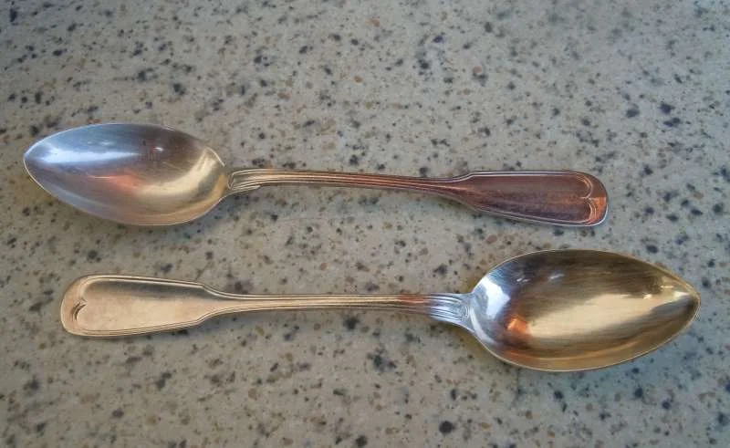 2 x 800er Silber Kaffeelöffel von Wilkens 75 Jahre Jacobs Kaffee - Augsb. Faden