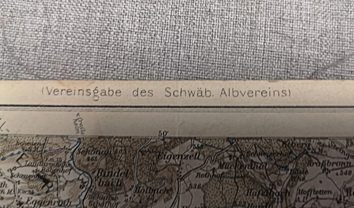 Antike Landkarte Faltkarte auf Leinen - Heidenheim - 1899