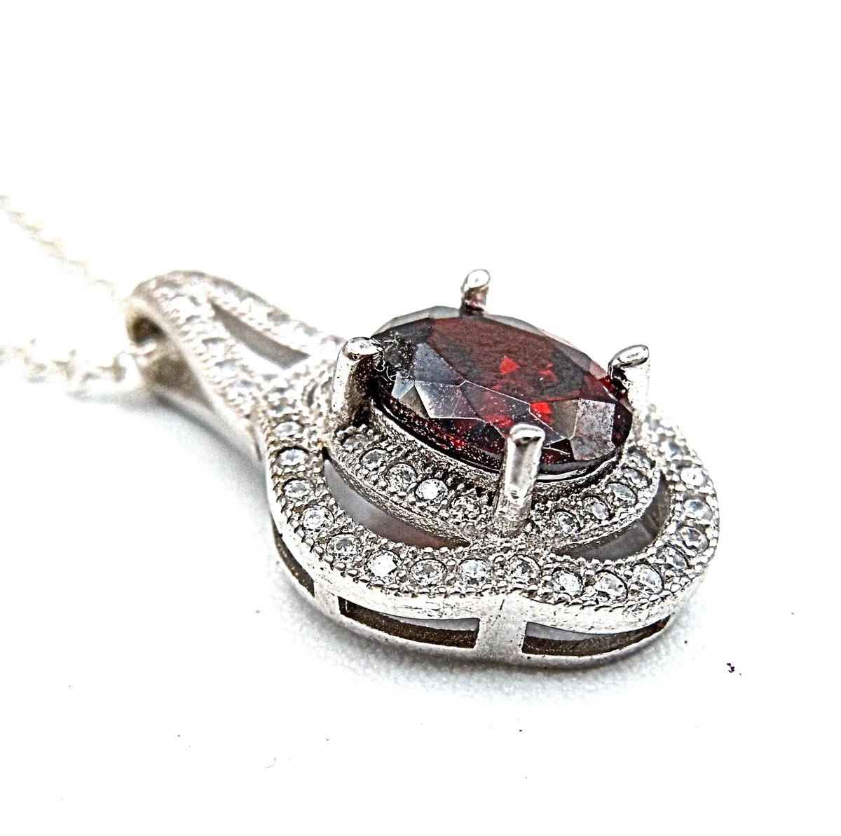 Zierliches Jugendstil Silber Collier mit Granat