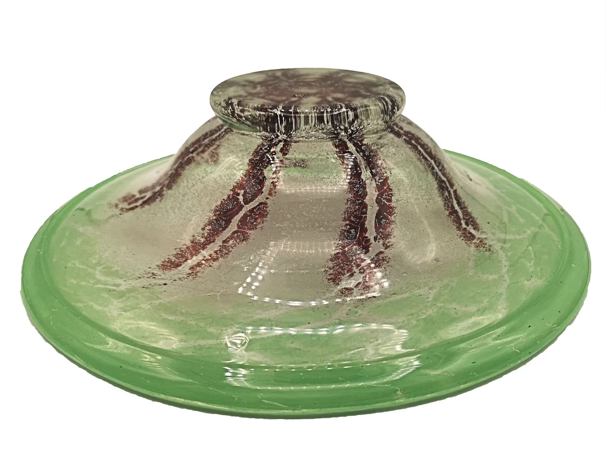 WMF Ikora Glas Schale Art Deco 27 cm – Grün/Braun | Original 1920er Jahre
