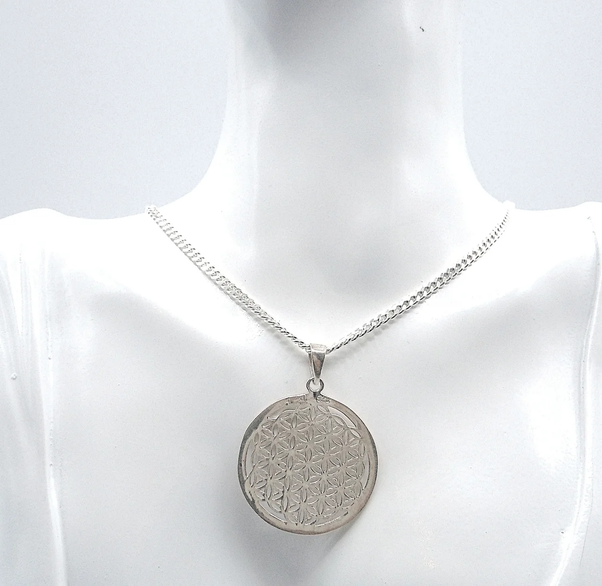 New Age Anhänger Blume des Lebens mit 925 Silber Kette