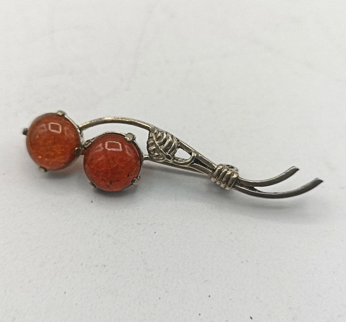 ART DECO Bernstein Blüten Brosche um 1930