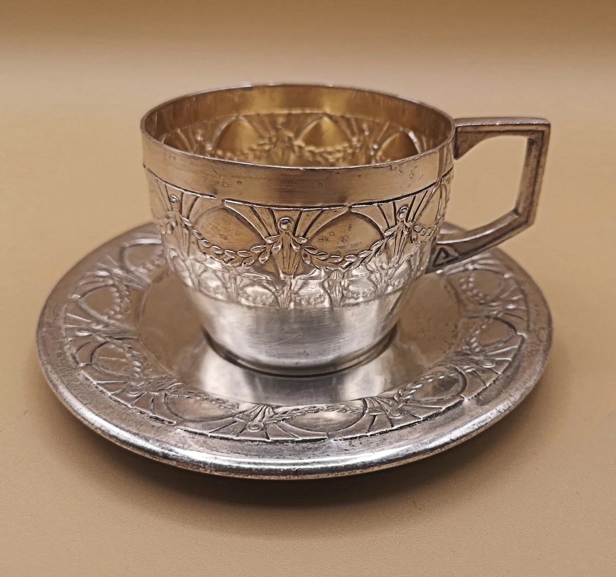 Jugendstil Kaffeetasse versilbert um 1910